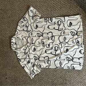 Abstract Face Print Shirt